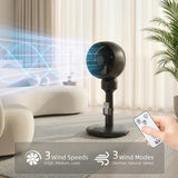 HOMCOM Air Circulator Fan Pedestal Cooling Fan with 3 Speed 3 Mode and Remote Control, 9 Inch, Black