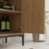 HOMCOM Bathroom Vanity Unit, Under Sink Storage Cabinet with 2 Doors, Adjustable Shelf for Basin without or with Pedestal, Oak