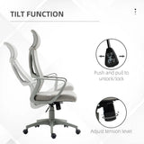 Vinsetto Ergonomic Office Chair, High Back Computer Chair, Mesh Desk Chair with Lumbar Support, Headrest, Wheel, Adjustable Height, Grey