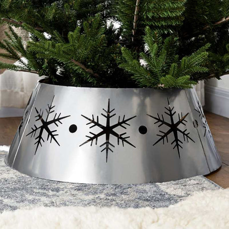 HOMCOM Christmas Tree Collar, 66cm Christmas Tree Base Cover with Hollow Snowflake Patterns, Xmas Decoration for Party, Holiday, Home, Silver