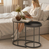 HOMCOM Round Nesting Side Table Set of 2 - Grey