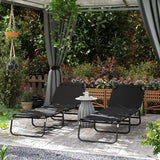 Outsunny Garden Sun Lounger, with Five-Position Back - Black