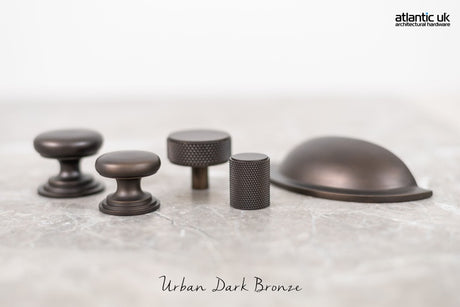 Old English Lincoln Solid Brass Victorian Knob 32mm on Concealed Fix - Urban Dark Bronze - Each