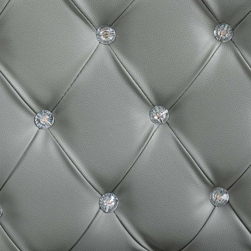 Vinsetto Office Chair Ergonomic 360 Swivel PU Diamante Padded Base 5 Castor Wheels for Home Work Grey