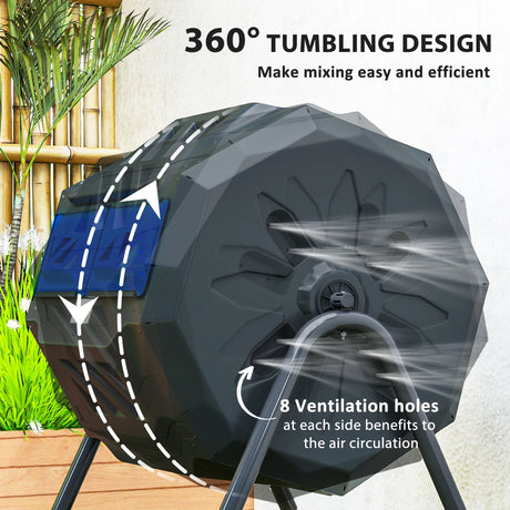 Outsunny 160L 360 Rotating Dual Chamber Composter - Blue