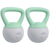 SPORTNOW 2 x 4kg Soft Kettlebell, Kettle Bell with Non-Slip Handle, for Home Gym, Strength Training, Cardio - Grey and Green