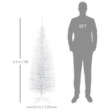 HOMCOM 5ft Unlit Artificial Christmas Tree, Pencil Slim Xmas Tree with Solid Stand and Realistic Branches, White