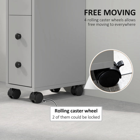 kleankin Slimline Bathroom Storage Cabinet - Grey