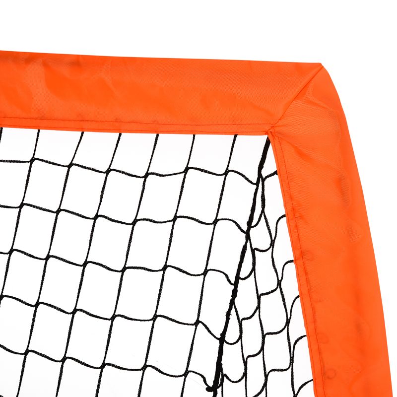 HOMCOM Set of 2 Football Goal Net 6 x 3 ft Foldable Outdoor Sport Training Teens Adults Football with Carrying Bag Orange