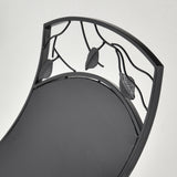 Outsunny Metal Arced Firewood Log Holder Indoor Outdoor Folding Firewood Rack Fireplace Wood Storage Shelf w/ Leaf Pattern Design, Black, 43.5W x 36.5D x 41H cm