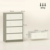 HOMCOM Chest of Drawers, Dresser with 4 Fabric Drawers - White and Grey