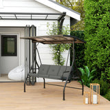 Outsunny Convertible Three-Seater Swing Bench Bed - Dark Grey