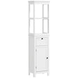 HOMCOM Tall Bathroom Cabinet, Slim Bathroom Storage Cabinet with 2 Open Shelves, Soft Close Door and Drawer, Adjustable Shelf, Narrow Cupboard Storage Unit, White