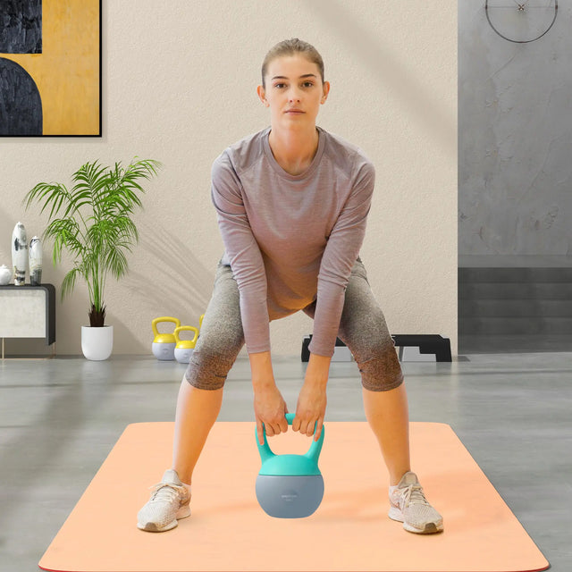 SPORTNOW 6KG Soft Kettlebell, Kettlebell with Non-Slip Handle for Home Gym, Weight Lifting, Strength Training, Green/Grey