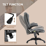 Vinsetto Massage Recliner Chair Heated Office Chair with Six Massage Points Linen-Feel Fabric 360 Swivel Wheels Grey
