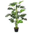 Outsunny 100cm/3.3FT Artificial Monstera Tree Decorative Cheese Plant 21 Leaves with Nursery Pot, Fake Tropical Palm Tree for Indoor Outdoor Décor