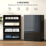 HOMCOM Chest of Drawers, 4-Drawer Storage Cabinets, Modern Dresser, Storage Drawer Unit for Bedroom