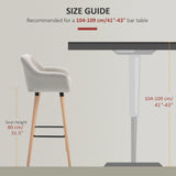 HOMCOM Set of 2 Bar Stools Modern Upholstered Seat Bar Chairs w/ Metal Frame, Solid Wood Legs Living Room Dining Room Fabric Furniture - Beige