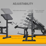 HOMCOM Weight Bench with Adjustable Barbell Rack, Leg Extension, Preacher Curl Pad and 20kg Barbell Set