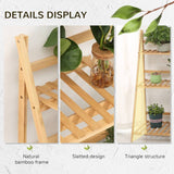 Outsunny 3-Tier Plant Stand, Plant Shelf Rack, Folding Bamboo Display Stand, 98x37x96.5cm, Natural