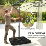 Outsunny 3m Overhanging Parasol, with Base, Weights and Cover - Beige