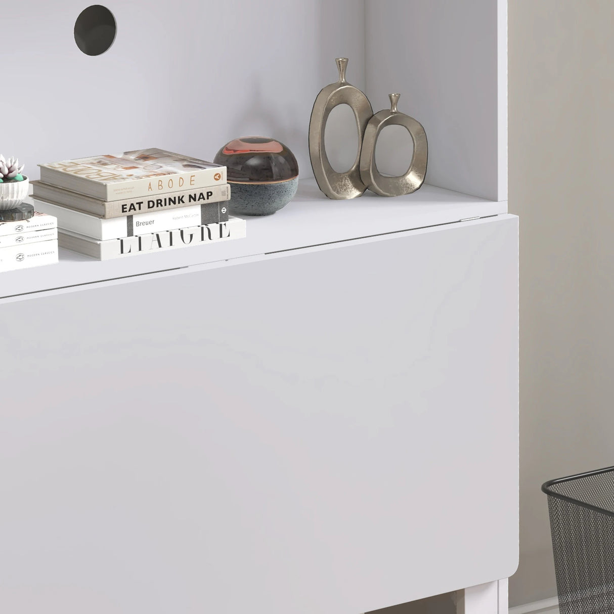 HOMCOM Foldable Desktop, Computer Desk with Storage Shelves, 80 x 69 x 155 cm, White