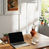 HOMCOM LED Desk Lamp, Dimmable Desk Light with Swing Arm and Clamp, Adjustable Eye-Caring Table Lamp with 2 Colour Modes & 5 Brightness Levels for Study, Drawing, Office, Architect, Task, White