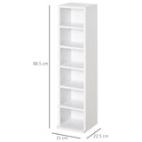 HOMCOM 204 CD Media Display Shelf Unit Set of 2 Blu-Ray Tower Rack w/ Adjustable Shelves Bookcase Storage Organiser, White