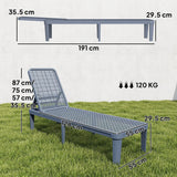 Outsunny Plastic Sun Lounger, 4-Position Adjustable Reclining Garden Lounger Sunbed for Patio, Beach, Terrace, Dark Grey