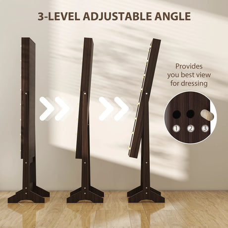 HOMCOM Freestanding Mirrored Jewellery Storage Cabinet - Dark Brown