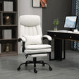 Vinsetto Office Chair, Ergonomic Desk Chair with 6-Point Vibration Massage and Lumbar Heating, Computer Chair with Lumbar Support Pillow, 155 Reclining Back and Footrest, Cream White