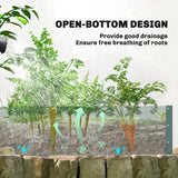 Outsunny Small Greenhouse with Raised Garden Bed, Galvanised Walk-in Greenhouse with Roll Up Windows, 141 x 141 x 190 cm, Green