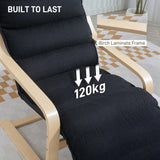 HOMCOM Curved Wooden Accent Chair, with Adjustable Footrest - Black