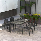 Outsunny Five-Piece Casual Outdoor Dining Set, with Wood-Effect Table - Grey