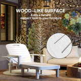 Outsunny Set of 2 Resin Reclining Sun Loungers for Garden, 5 Positions Adjustable Outdoor Chaise Lounge Chairs with Wood Texture Surface, Armrests, Foldable Side Table for Garden, Beach, White