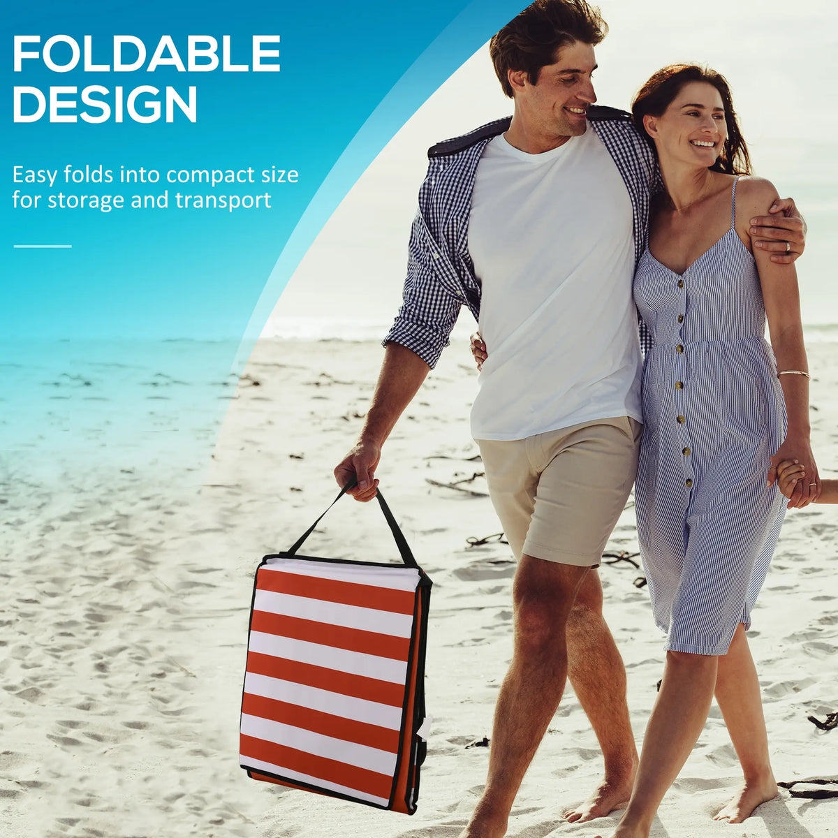 Outsunny Set of 2 Foldable Garden Beach Chair Mat, Outdoor Sun Lounger Seats with Adjustable Back, Magazine Pocket, Carry Bag