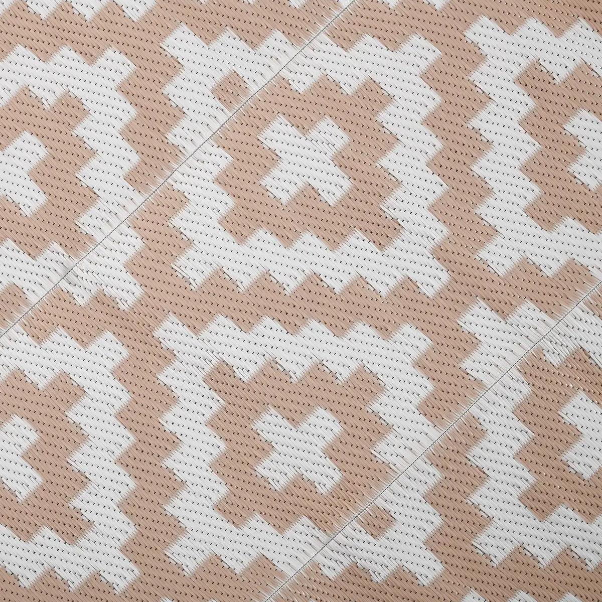 Outsunny Reversible Outdoor RV Rug, Patio Floor Mat, 274 x 182 cm Plastic Straw Rug for Garden, terrace, Beach, Camping, Coffee & White