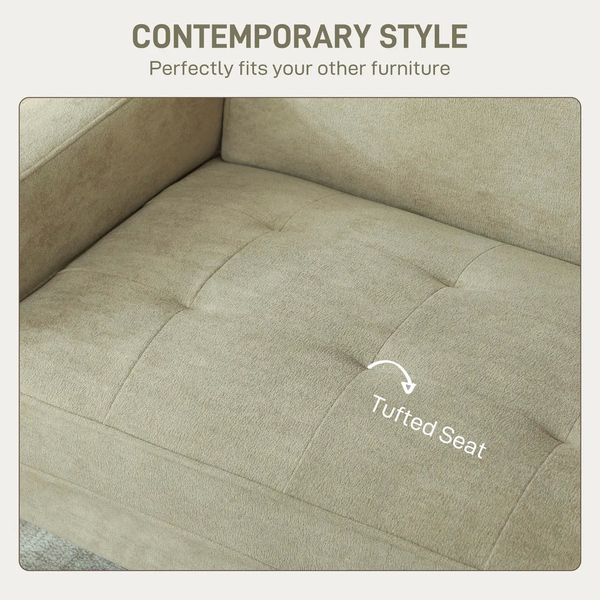 HOMCOM Two-Seater Velvet-Feel Sofa - Beige