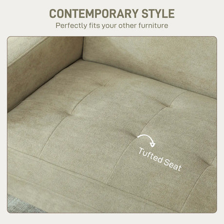 HOMCOM Two-Seater Velvet-Feel Sofa - Beige