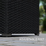 Outsunny 253L Garden Storage Box, Rattan Deck Box with Zipped Liner, Safe Pneumatic Rod, Patio Storage Container, Black