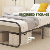 HOMCOM 3ft Single Bed Frame, Industrial Style Metal Platform Bed Frame with Under Bed Storage, No Box Spring Needed, Easy Assembly, Grey