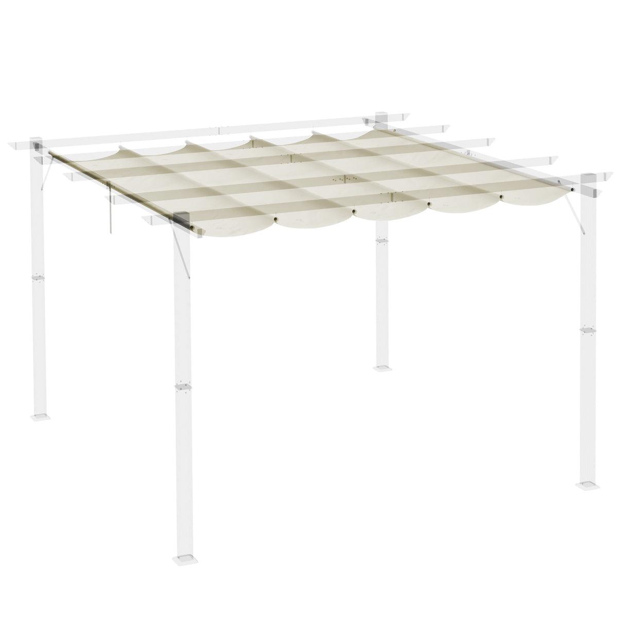 Outsunny Retractable Pergola Cover, 2.55 x 2.5 m Replacement Canopy Fabric for 3 x 3 m Frame, Roof Top Only, Cream White