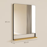 HOMCOM Wall Mirror with Wood Shelf - Black