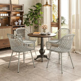 Outsunny Garden Chairs Set of 4, Garden Dining Chairs with Cut Out Diamond Back and Armrests for Patio, Balcony, Terrace, Grey