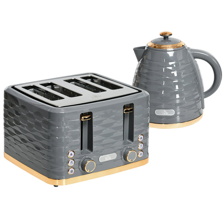 HOMCOM Four-Slice Rippled Toaster - Grey