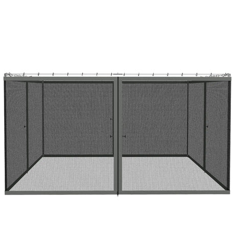 Outsunny 352 x 207cm Universal Replacement Mesh Sidewall Netting for Patio Gazebos and Canopy Tents, (Sidewall Only) Dark Grey