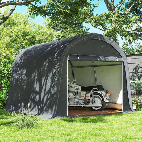 Outsunny 3 x 3(m) Garden Storage Tent, Heavy Duty Outdoor Shed, Waterproof Portable Shed Storage Shelter with Galvanised Steel Frame for Bike, Motorcycle, Garden Tools, Grey