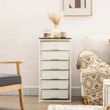 HOMCOM Bedroom Chest of Drawers, 6-Drawer Dresser, Tall Storage Drawer Unit with Steel Frame for Living Room, White