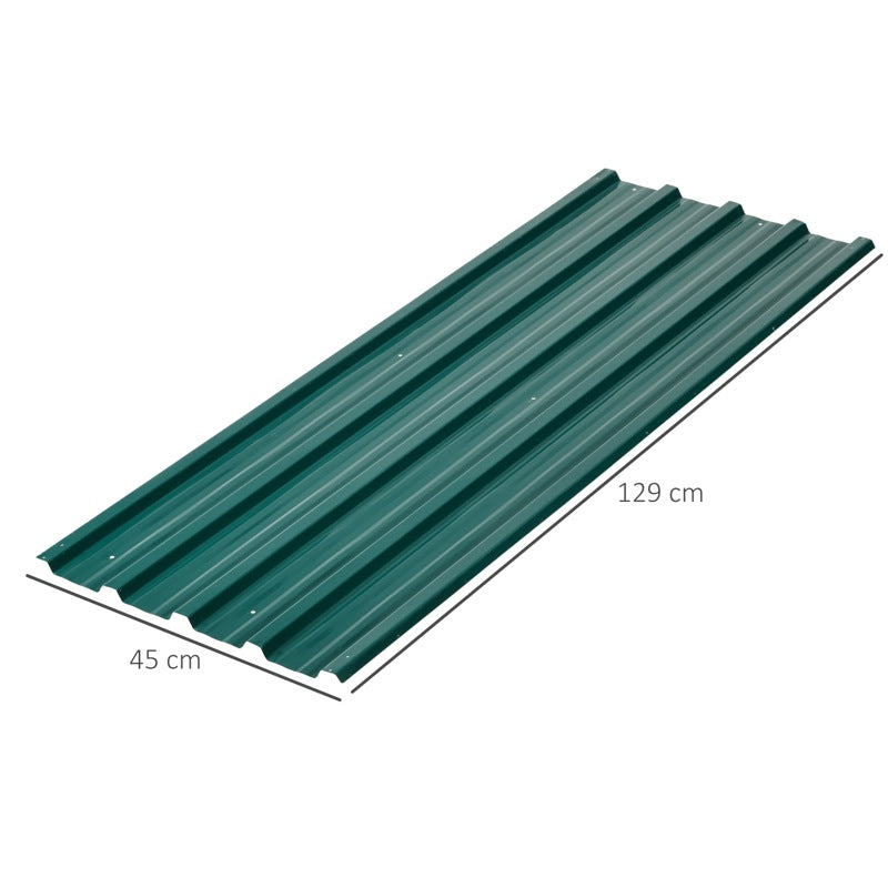 Outsunny Set of 12 Corrugated Steel Roof Sheet Panels - Green