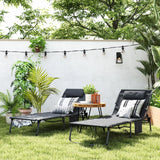 Outsunny Set of Two Sun Loungers, with Five-Position Reclining Backs - Black
